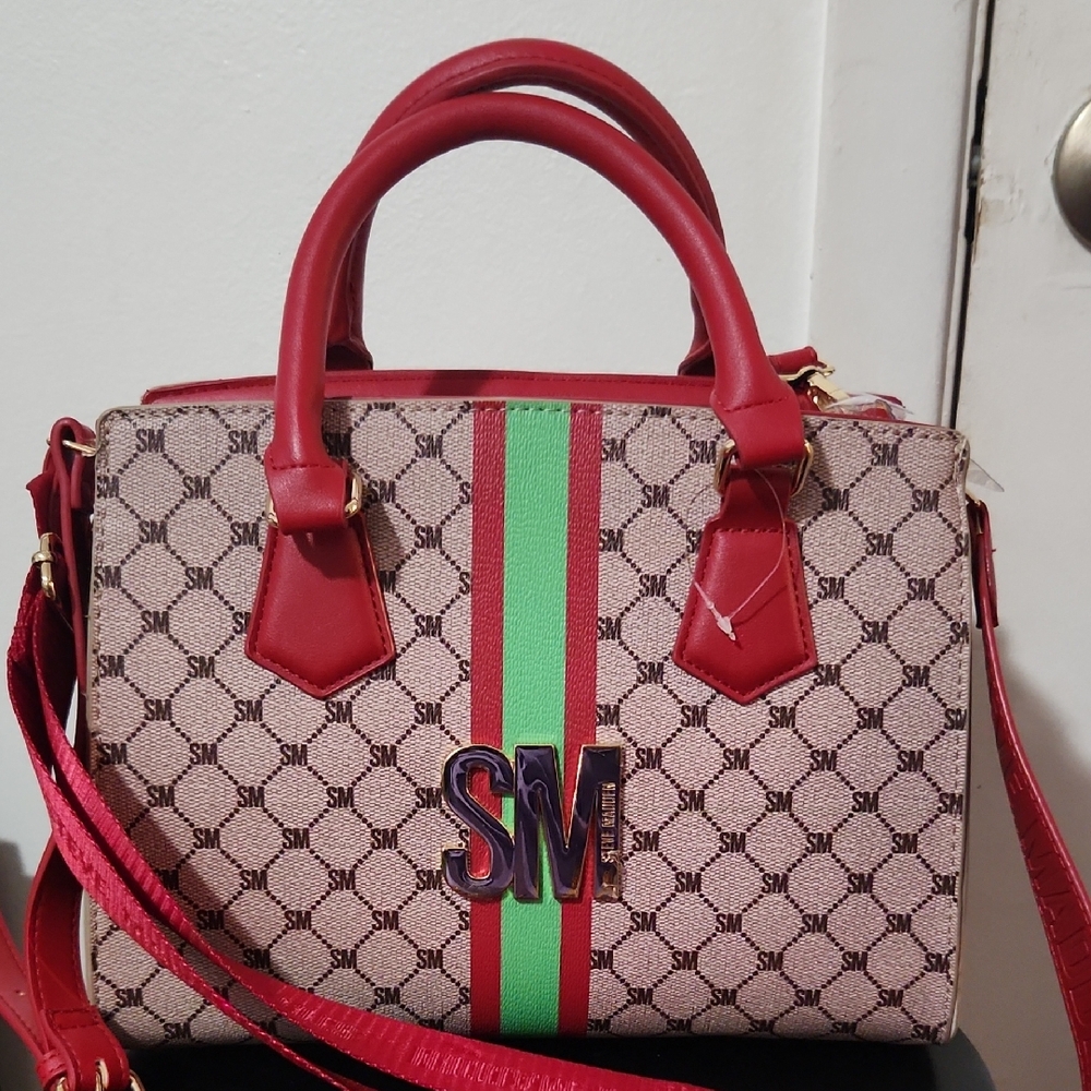 Elegant Red and Green Satchel